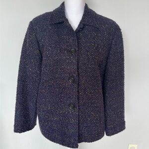 Vintage Sag Harbor Dark Purple Tweed Blazer | EUC | Soft | Size 16 | Lined